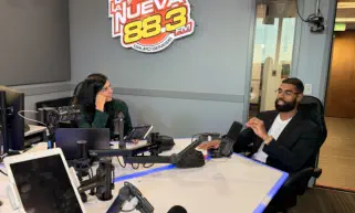 two person discussing in a podcast